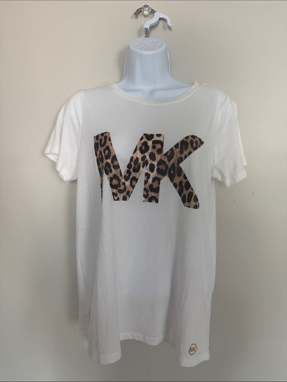 Michael Kors White Tee with Gold Logo Print
